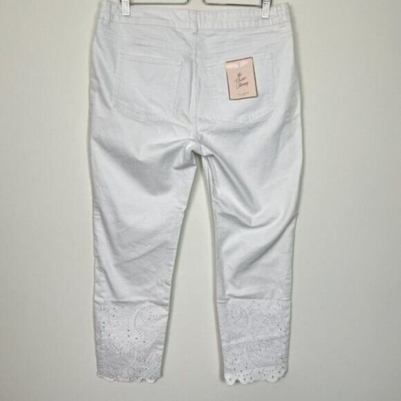 Ted Baker Marriaa Embroidered Hem High Rise Skinny Ankle Jean White Plus Size 34 - Picture 3 of 16